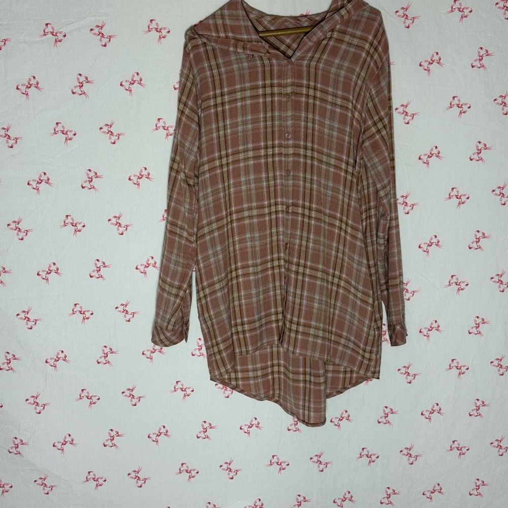 Nordstrom Brown Plaid Long Sleeve Dress